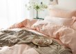 Евро комплект персикового постельного белья с простыней на резинке CFR007, страйп-сатин (160*200*30) в интернет-магазине Моя постель - Фото 2