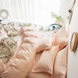 Евро комплект персикового постельного белья с простыней на резинке CFR007, страйп-сатин (180*200*30) в интернет-магазине Моя постель - Фото 3