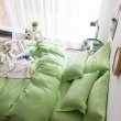 Двуспальное салатовое постельное белье с простыней на резинке CFR009, страйп-сатин (160*200*30) в интернет-магазине Моя постель - Фото 4