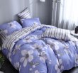 Полутороспальный комплект синего постельного белья из сатина с цветами C265 (70*70) в интернет-магазине Моя постель - Фото 2