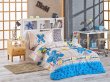 Полутороспальное постельное белье «SKATEBOARD», серое с синим рисунком, поплин в интернет-магазине Моя постель