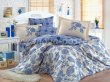 Постельное белье из сатина «ANTONIA» с синим орнаментом, евро в интернет-магазине Моя постель